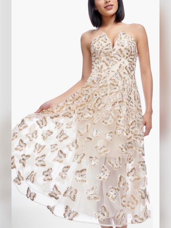 Dress the Population Dresses & Skirts - Dress the Population Champagne Butterfly Sequin Midi Dress